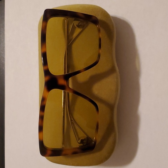 Gucci Havana Brown/Gold and Yellow Womens Sunglasses - NWT - Picture 5 of 13
